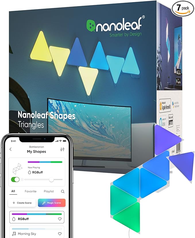 Nanoleaf Shapes LED Lights for Wall, WiFi Smart Home Wall Panel Light RGBW 16M+ by NANOLEAF