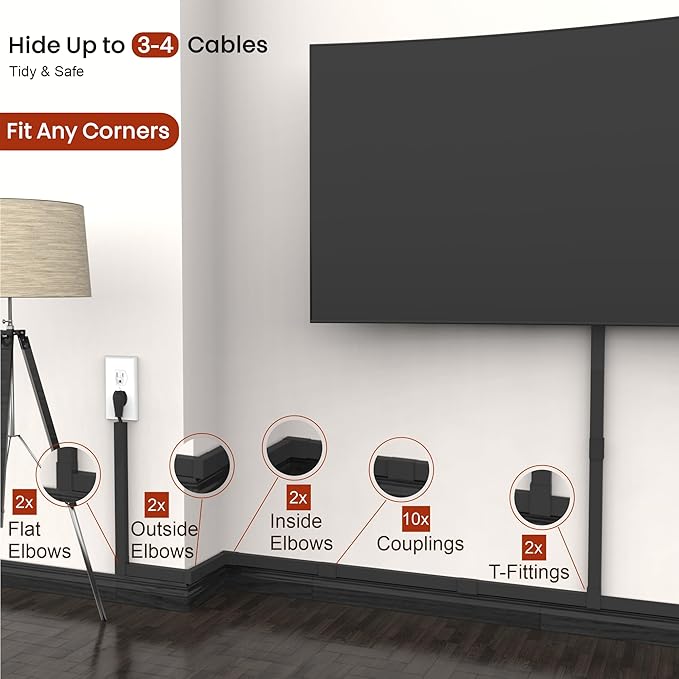 Black Cord Cover Wire Hider - 157in Large Cable Concealer - Image 2