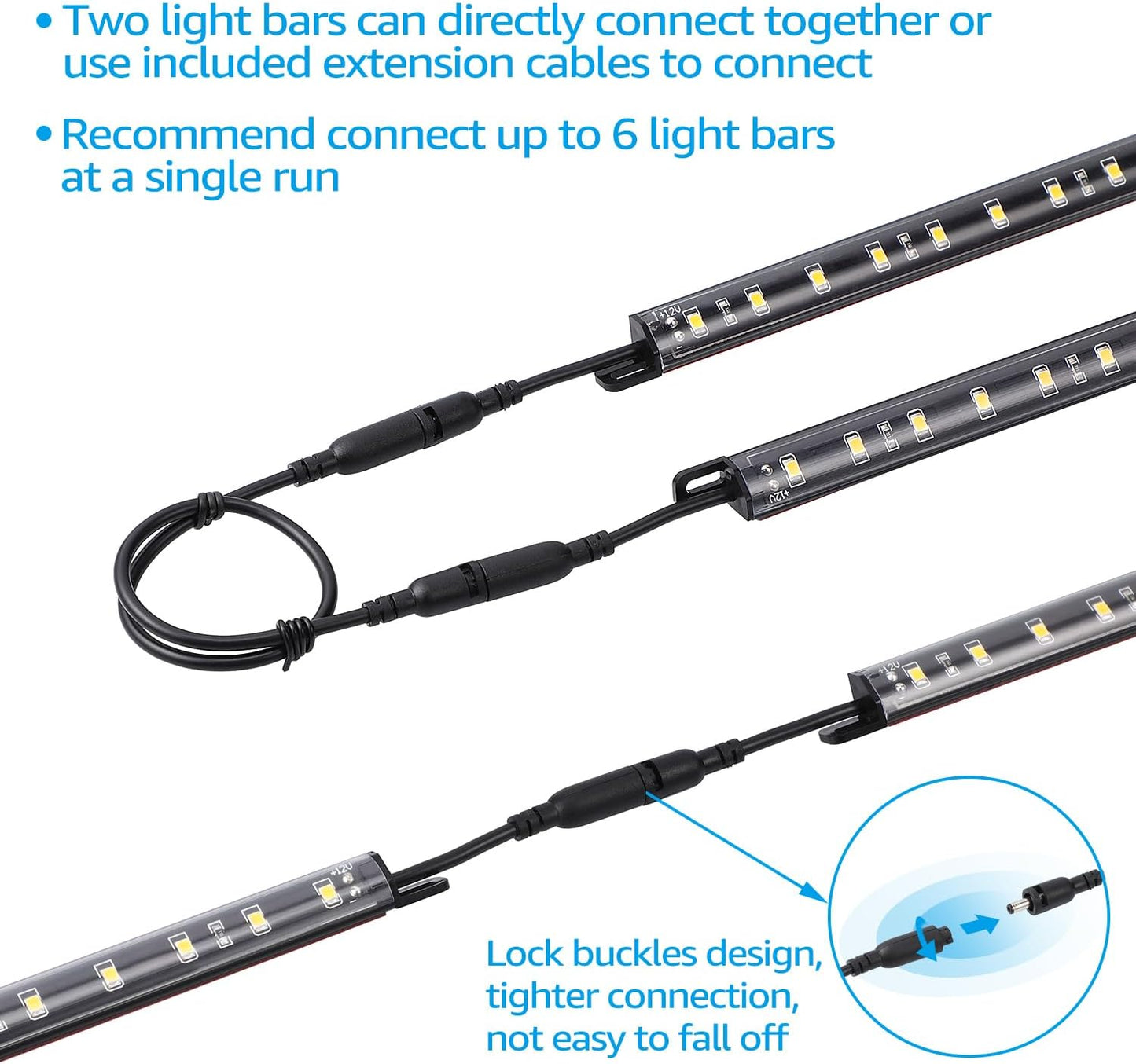 TORCHSTAR 6pcs 12 Inch LED Safe Lighting Kit, Motion Sensor, 5000K | UL Power Adapter, Input 100-240V, Linkable Gun Safe Light Bars, 900LM, for Under Cabinet Locker Closet Showcase, Daylight