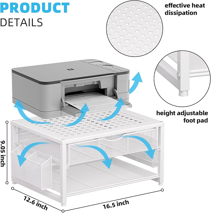 Marbrasse Metal Printer Stand for Desk - Image 5