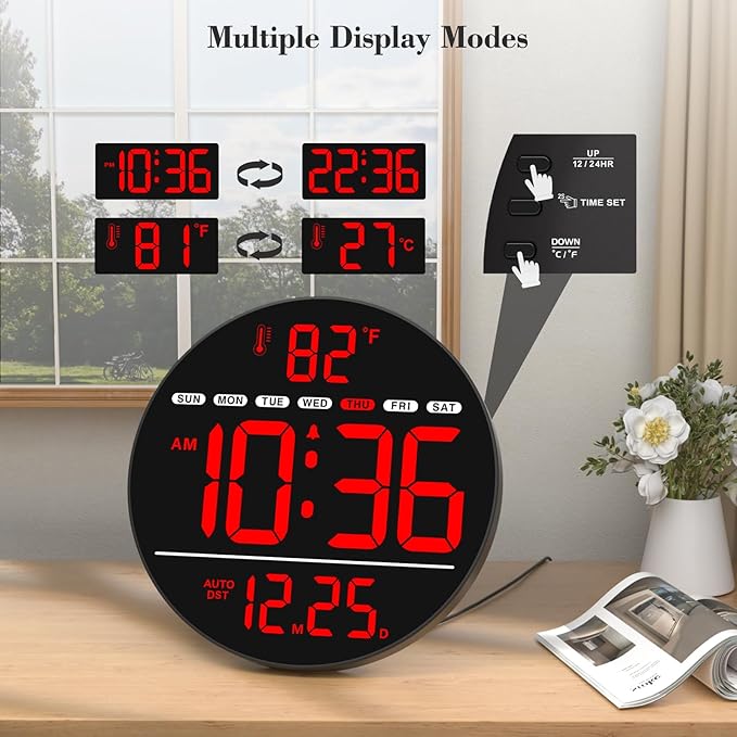 WallarGe Large Digital Wall Clock - Image 5