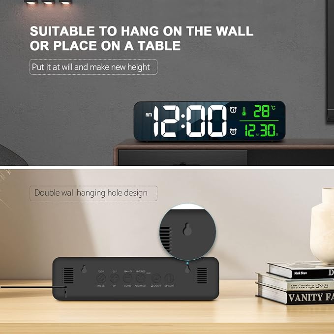 Hournor Digital Clock for Bedroom, Digital Wall Clock for Living Room Decor - Image 5