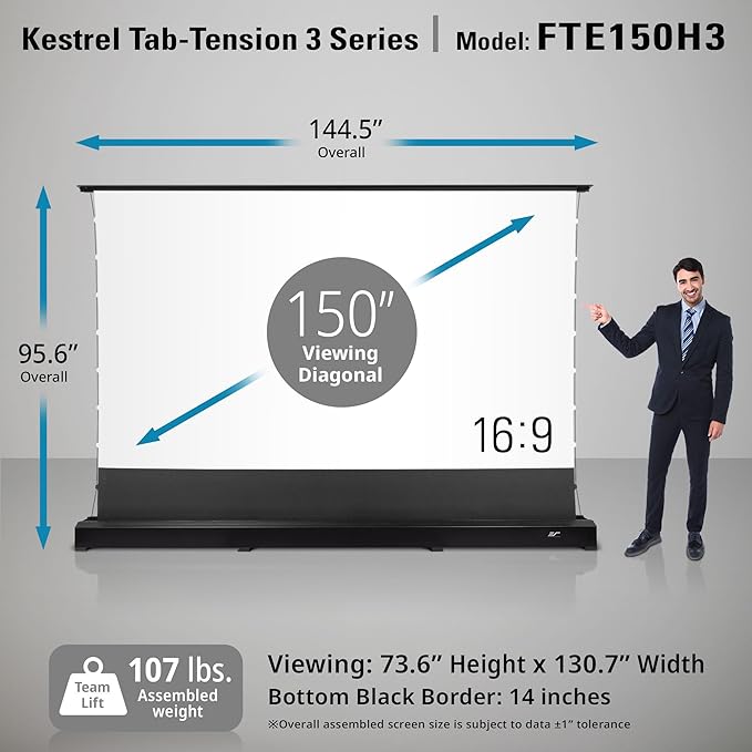 Elite Screens Kestrel Tab-Tension 3 CineWhite, 150 inch 16:9 Aspect Ratio - Image 8
