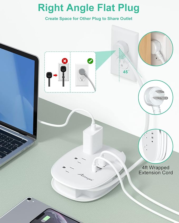Alitayee USB C Travel Power Strip, Portable Power Strip - Image 5