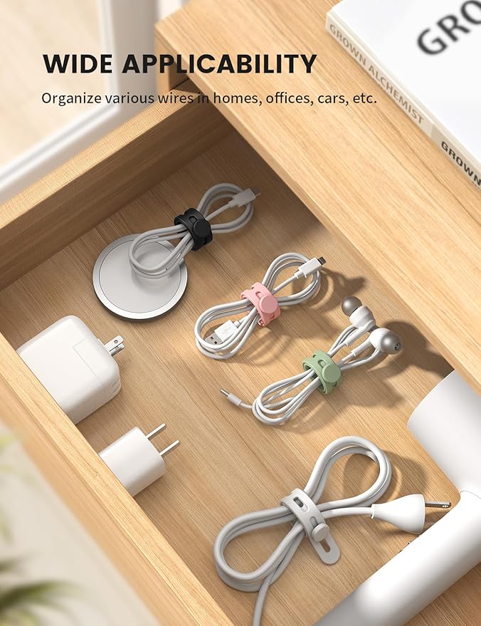 Lamicall 20Pack Silicone Cable Ties Cord Organizer - Image 3
