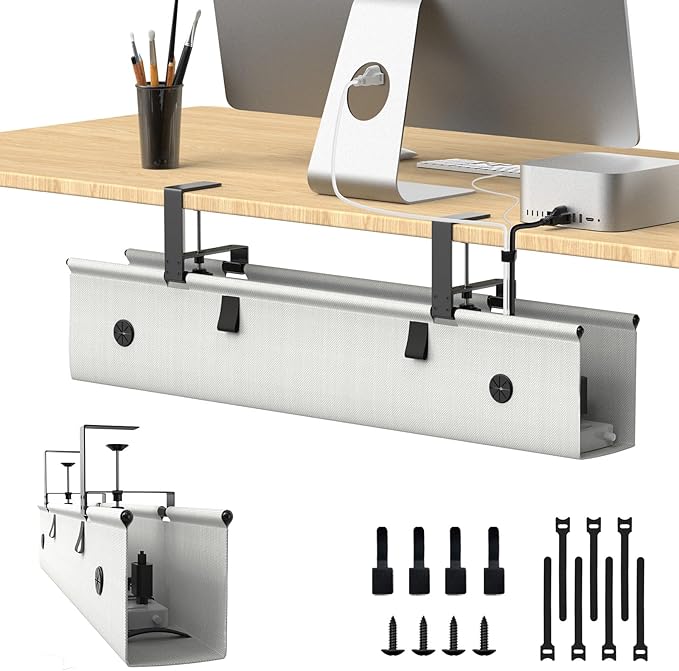 KIGJU Under Desk Cable Management Tray, 30-inch No-Drill Cord Organizer by Unknown