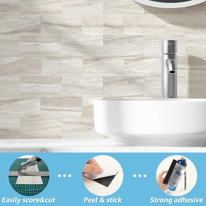 Art3d 102-Piece Faux Stone Peel and Stick Backsplash Tile, Waterproof Thick PVC - Image 3