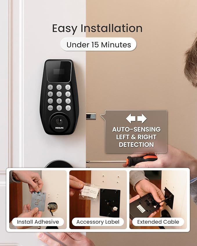 DESLOC C100 Plus Built-in WiFi Smart Lock, Keyless Entry Door Lock - Image 8