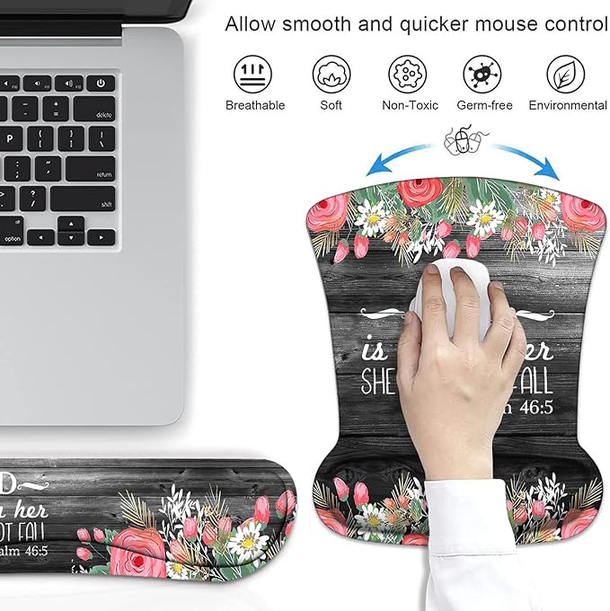 Ergonomic Mouse Pad Wrist Support and Keyboard Wrist Rest Set - Image 2