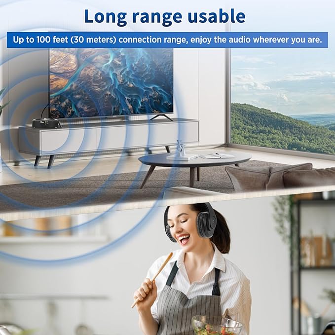 WallarGe Wireless Headphones for TV Watching, Easy Setup and Comfortable - Image 5