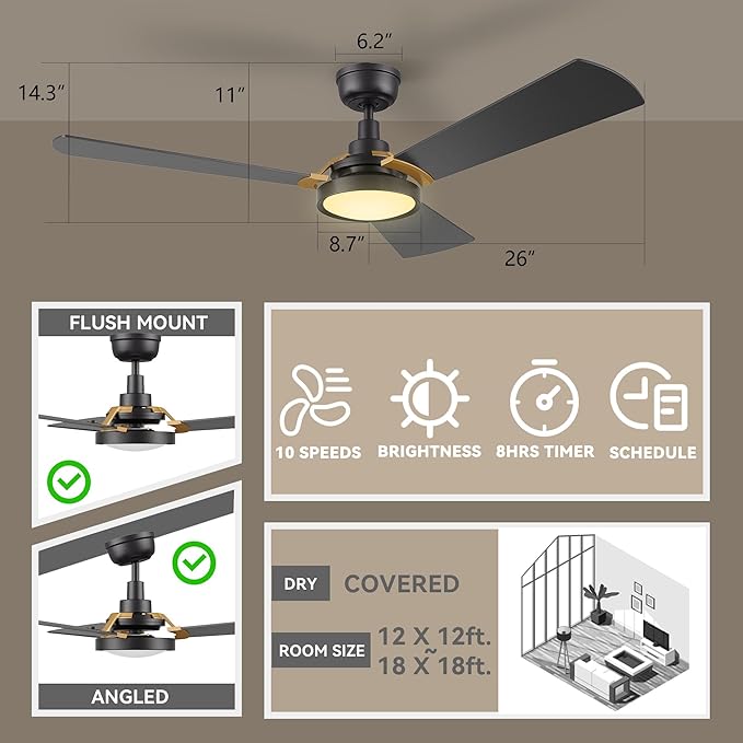 SMAAIR 52 Inch Smart Wifi Ceiling Fans - Image 6