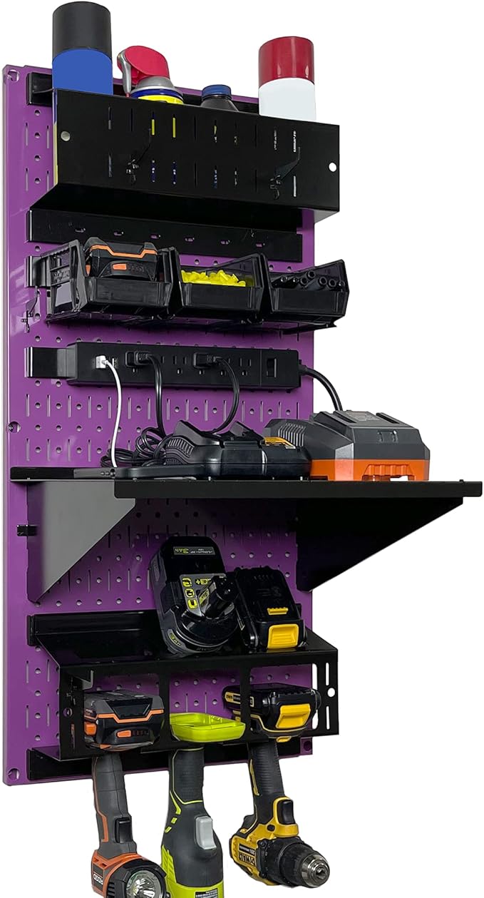 Wall Control Power Tool Storage Organizer Kit Cordless Drill Holder Charging by Wall+Control
