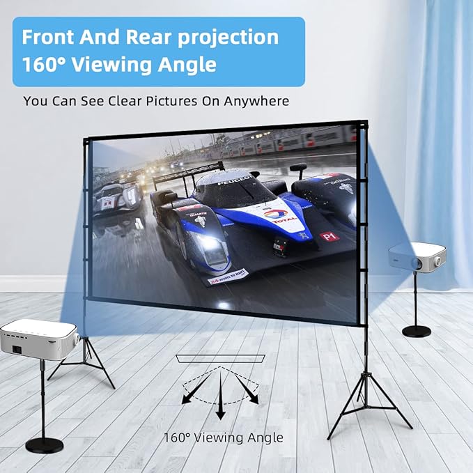 TOWOND Projector Screen with Stand, 100 inch Outdoor Projector Screen Portable - Image 5