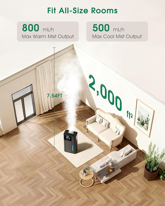 18L/4.7Gal Smart Humidifier Large Room, Warm & Cool Mist Humidifiers, 800mL/h - Image 4