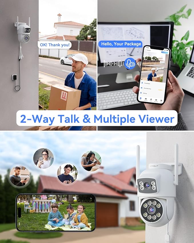 VORGUT Security Camera Outdoor Wireless, Dual Lens 2K 355° PTZ Home Security - Image 7
