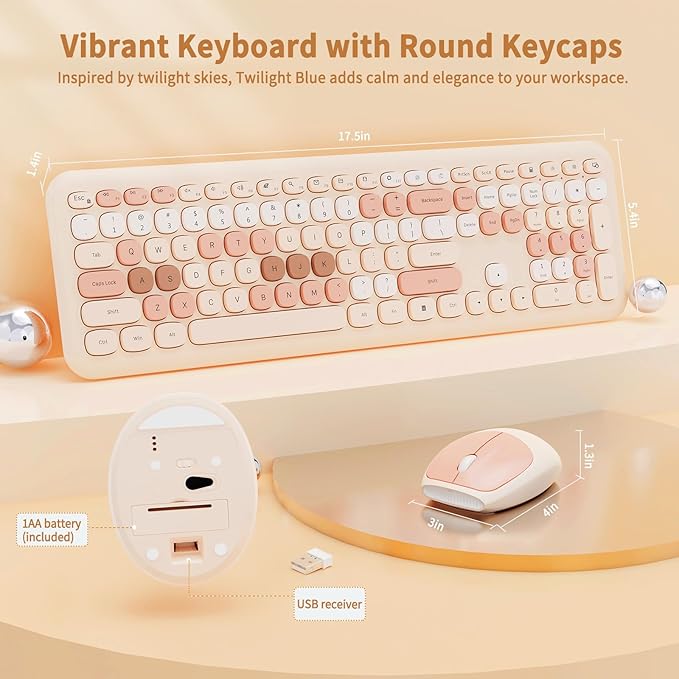 Nowlike Wireless Keyboard and Mouse Combo, Retro Typewriter Keyboard - Image 6