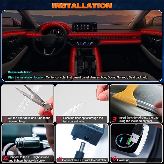 Jushope Interior Car LED Strip Lights - Image 8