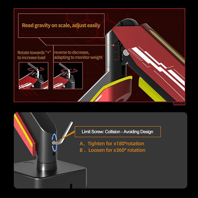 Heavy Duty Monitor Arm for Ultrawide Screen up to 49 inches, 44 lbs, Gas Spring - Image 6