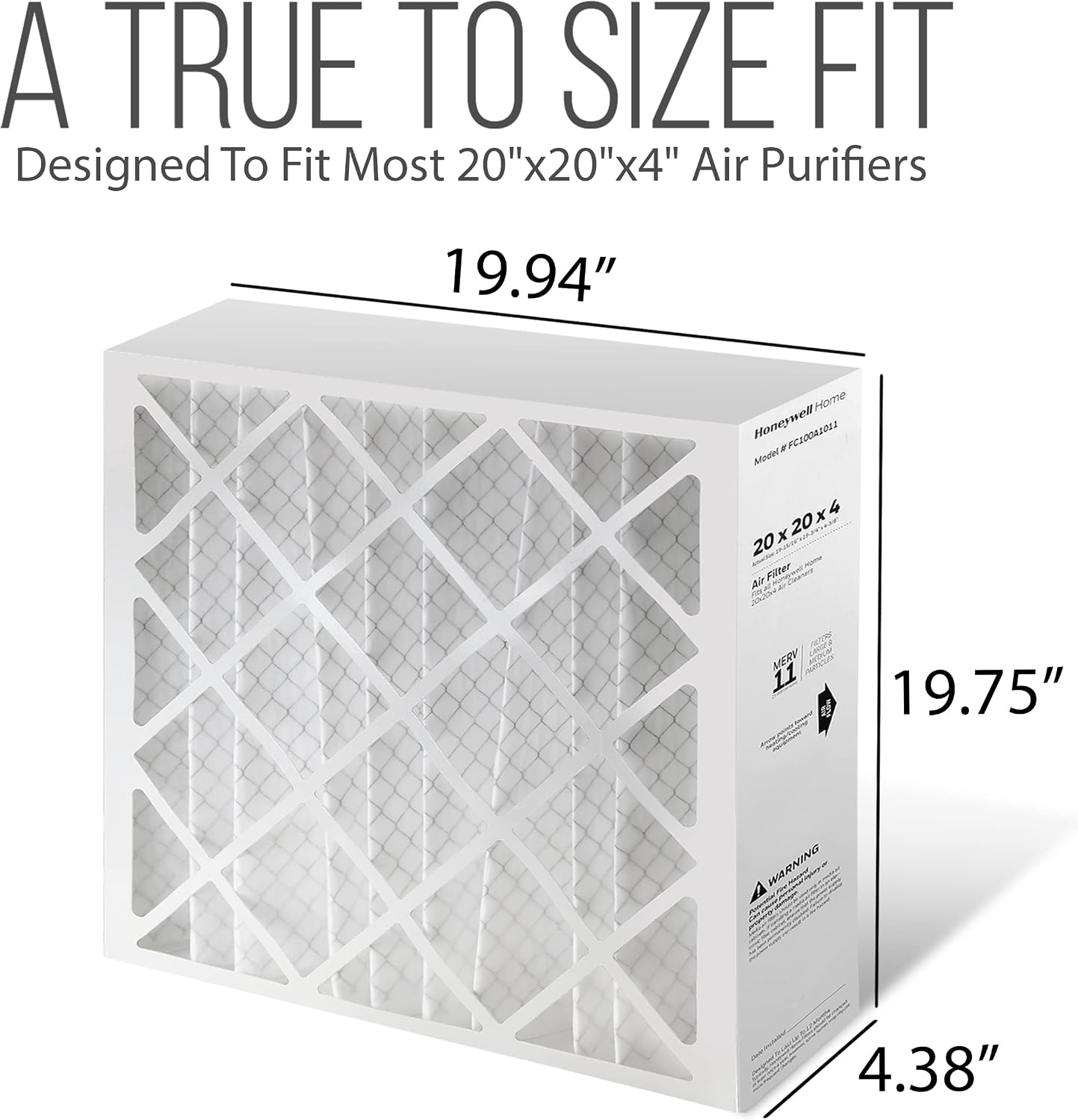 20x20x4 Air Filter Replacement - FC100A1011 HVAC Furnace Filters with Merv 11 Filter Media, AC Filter with Homequip Disposal Bag (2 Pack)