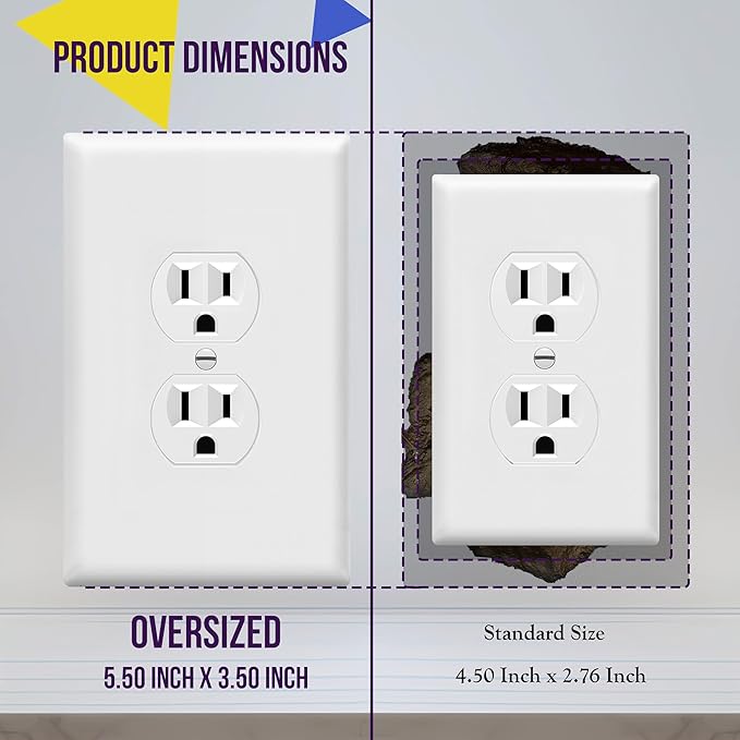 ENERLITES Jumbo Duplex Receptacle Outlet Wall Plate, Electrical Outlet Covers - Image 2