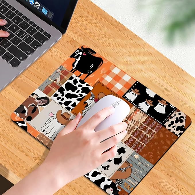 Ghost Cowboy Patchwork Halloween Square Mouse pad, Waterproof, Anti Slip Rubber - Image 7