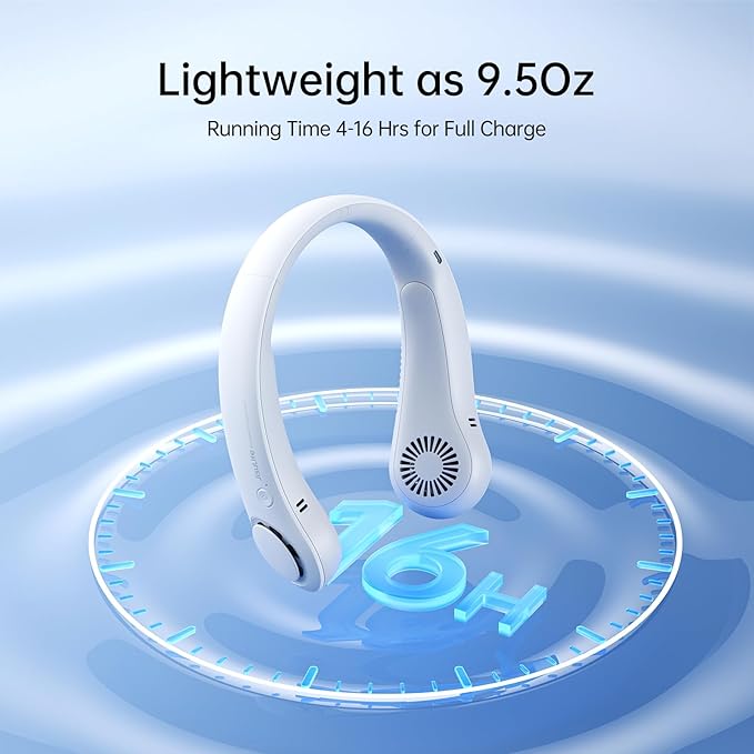 JISULIFE Portable Neck Fan, Hands-Free Bladeless, 5 Speeds, 4000 mAh Battery - Image 5