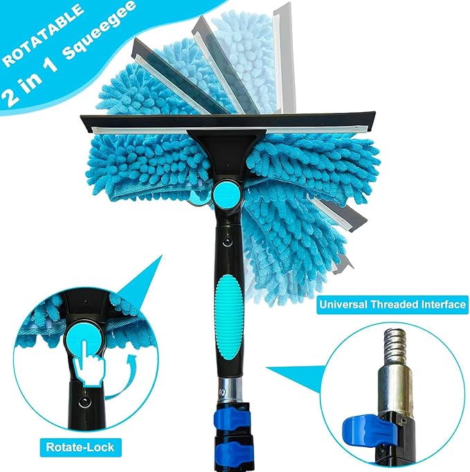 20 Ft+ Reach 2 In 1 Window Squeegee Duster - Image 2