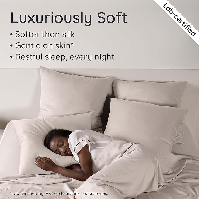 Bambaw 100% Viscose Derived from Bamboo Sheets Queen Size Set – 6pcs Cooling - Image 4