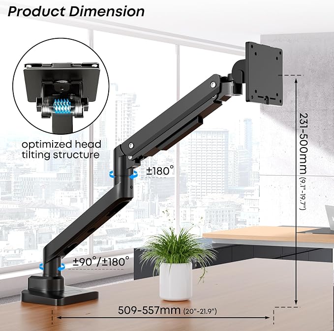 Premium Heavy Duty Monitor Arm for 17 to 49 inch Screens up to 44lbs, Fully - Image 6