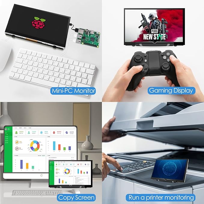 HMTECH 7 Inch Raspberry Pi Screen 800x480 HDMI Portable Monitor IPS LCD Screen - Image 8