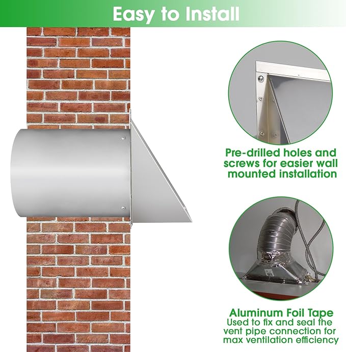 10 Inch Wall Vent Exhaust Vent Cover, Hooded Wall Vent - Image 6