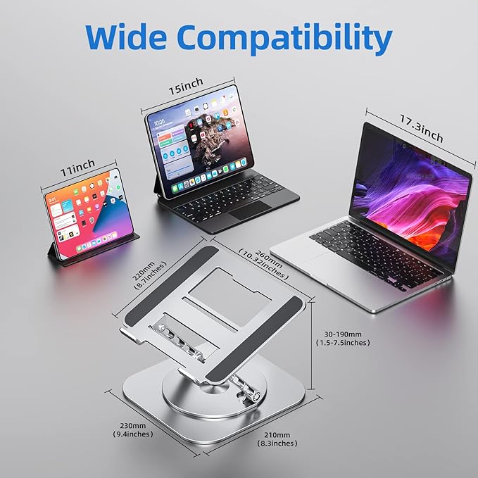 MCHOSE Laptop Stand with 360° Rotating Base, Foldable Adjustable Computer Holder - Image 6