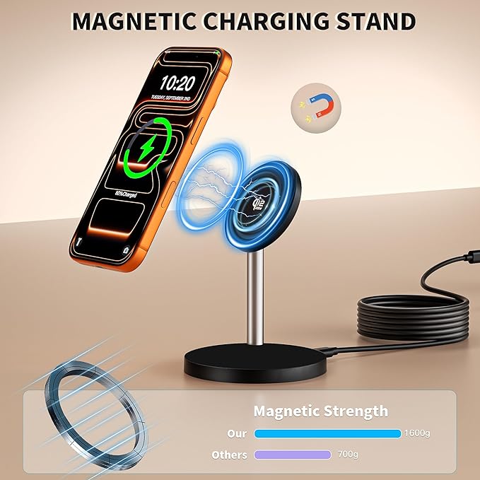 Magnetic Wireless Charging Station, 25W Fast Charger 6FT Mag safe Wireless - Image 3