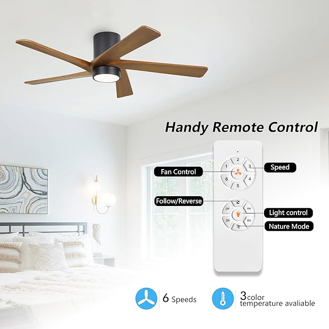 WINGBO 54 Inch Flush Mount DC Ceiling Fan - Image 2