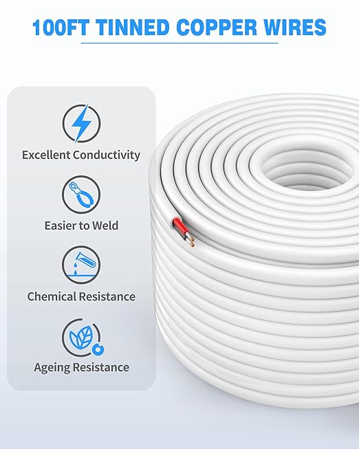NAOVEO 10 Gauge Wire 2 Conductor Electrical Wire, 10 AWG Stranded PVC Tinned - Image 6