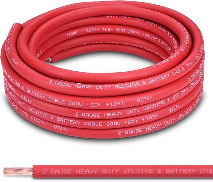 Shirbly 2 Gauge Battery Cable, 30FT Red 2 AWG Pure Copper Wire Welding Cable by Shirbly