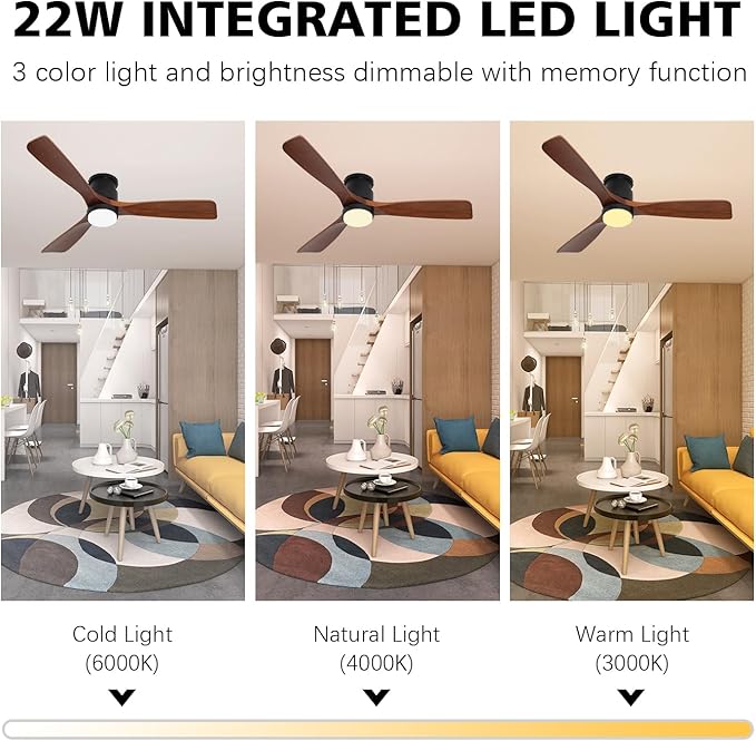 revoici 52" Ceiling Fans Flush Mount - Image 3