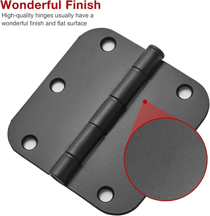 48 Pack Rounded Matte Black Door Hinges 3.5 Inch 5/8" Radius - Image 4