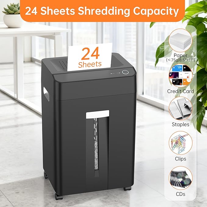24-Sheet Cross Cut P-4 Security Paper Shredder - Image 2