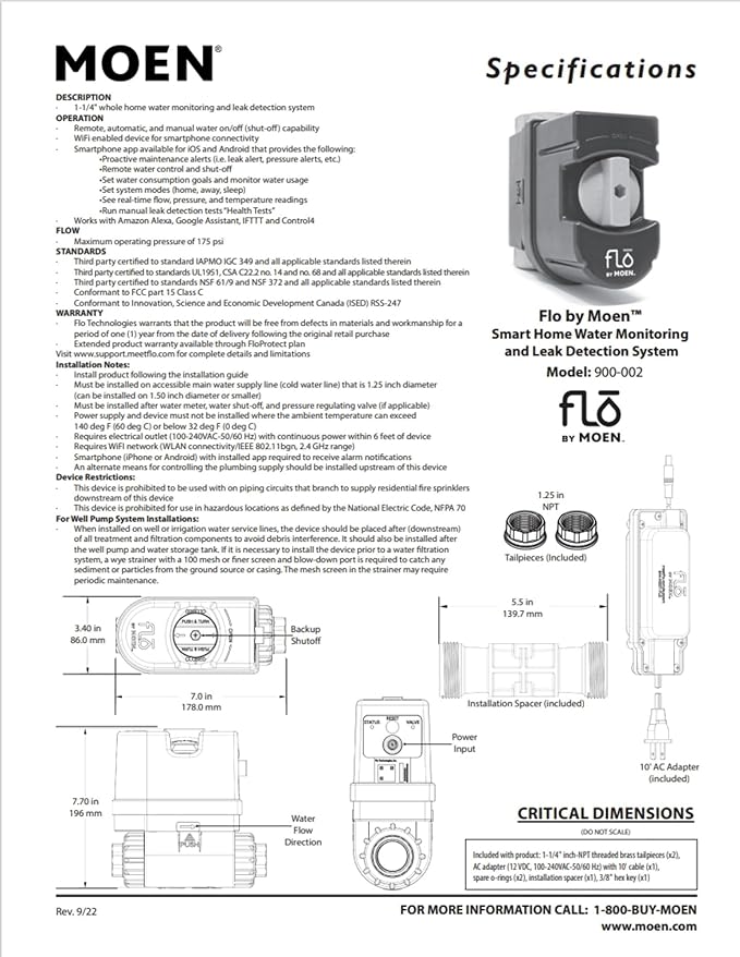 Moen Flo Smart Water Monitor and Automatic Shutoff Sensor, Wi-Fi Connected - Image 35