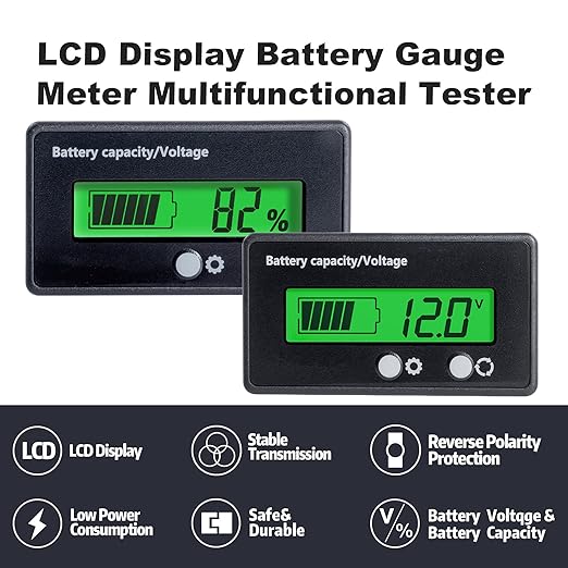 2Pack Golf Cart Battery Capacity Voltage DC 12V 24V 36V 48V 72V Battery Meter - Image 3