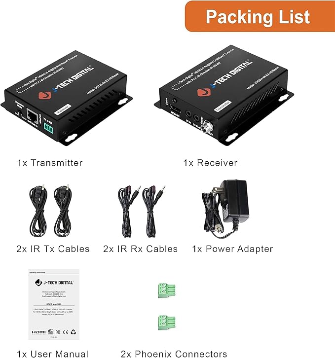 J-Tech Digital 4K HDBaseT HDMI Extender Over Cat5e/6 Ethernet up to 230ft 130ft - Image 6