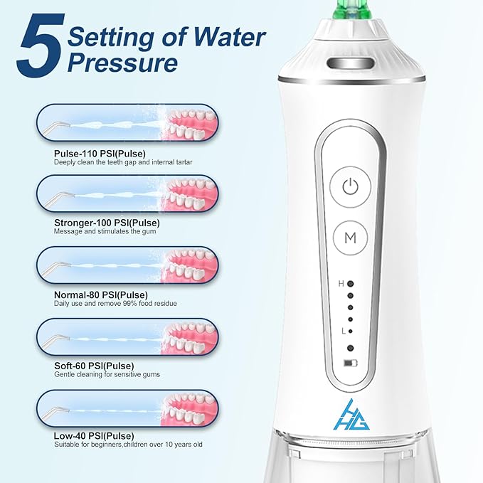 Dental Flosser with 5 Modes, Cordless Travel Dental Flosser, Rechargable - Image 4