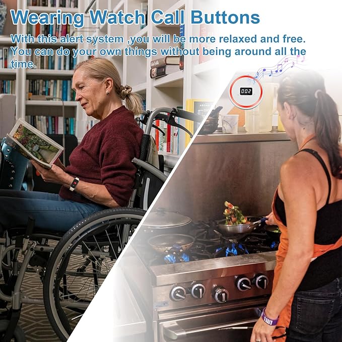 Wireless Caregiver Pager Call Button Emergency Calling System 328 Feet 1 Call - Image 3