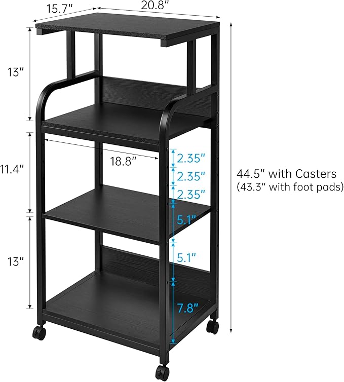 Fannova Printer Stand with Adjustable Shelf, 4 Tier Large Tall Printer Table - Image 6