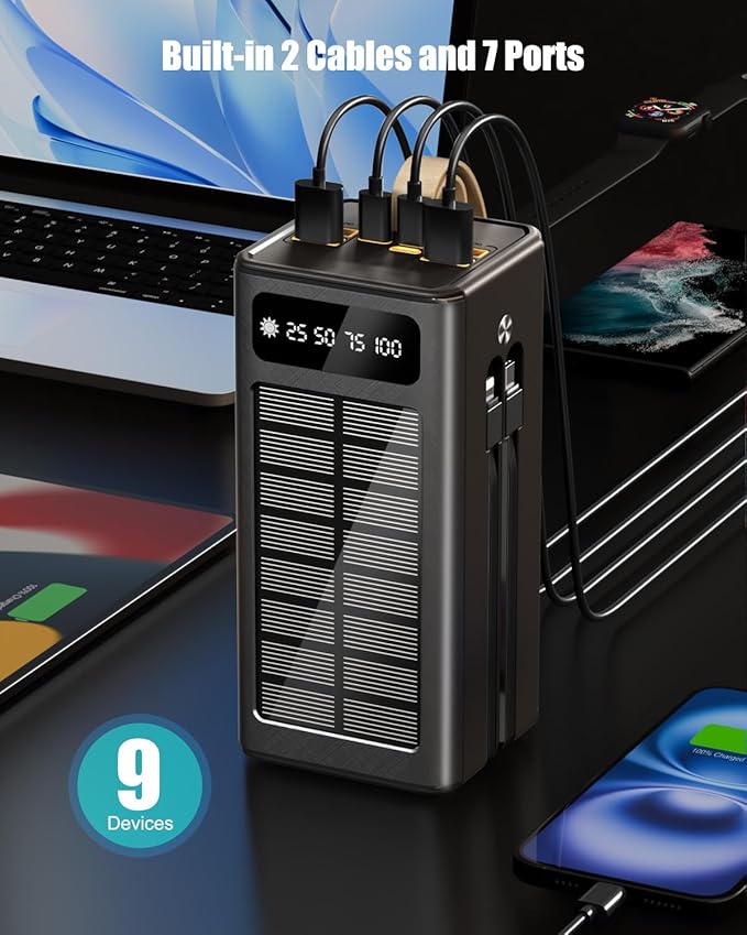 Feidyns 90000mAh Solar Battery Charger, 35W Fast Charging Solar Power Bank - Image 4