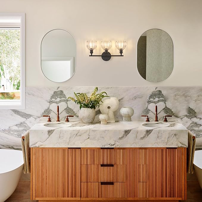 Shenmoyl Bathroom Light Fixtures, 3-Light Black Vanity Wall Light Over Mirror - Image 9