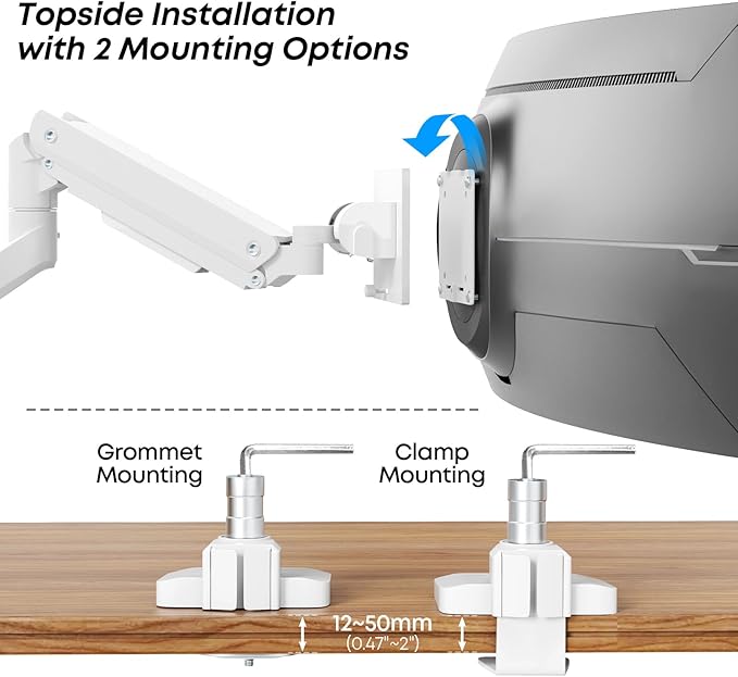 Premium Heavy Duty Monitor Arm for 17 to 49 inch Screens up to 44lbs, Fully - Image 6