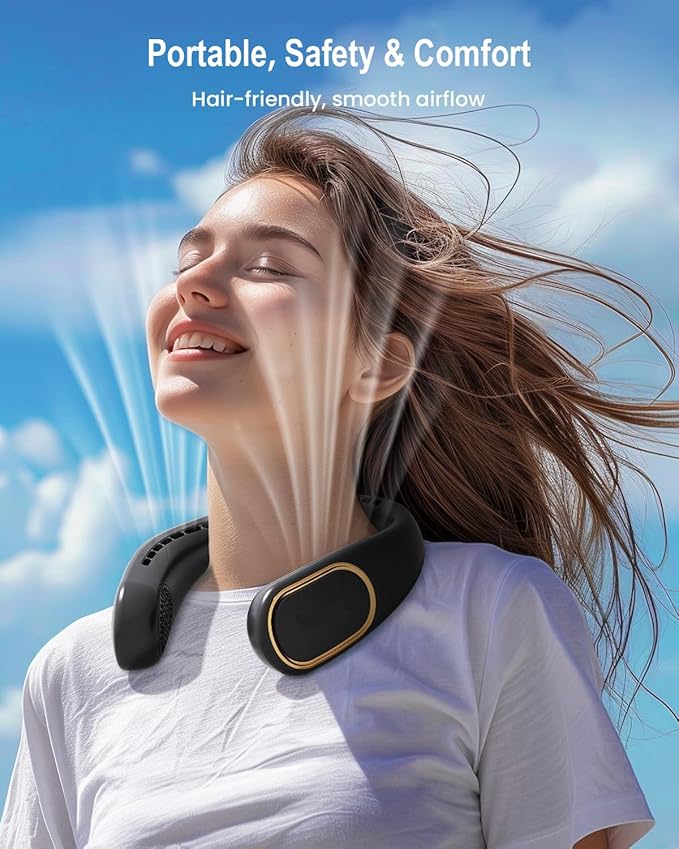 SHEWIND Portable Neck Fan - 5000mAh Rechargeable Hands-Free Wearable Fan | 4 - Image 2