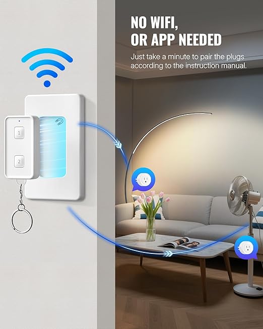 Remote Control Outlet, WILAWELS Wireless Light Switch, Expandable Remote Outlet - Image 2